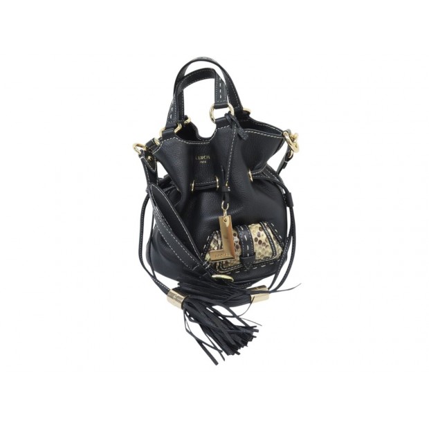 NEUF SAC A MAIN LANCEL PREMIER FLIRT A10528 CUIR GRAINE NOIR & PYTHON SEAU 840€