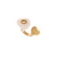 NEUF BAGUE CHANEL COEUR LOGO CC NACRE T53 METAL DORE NEW GOLDEN STEEL RING 680€