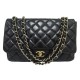SAC A MAIN CHANEL TIMELESS JUMBO SIMPLE RABAT CUIR NOIR BANDOULIERE BAG 10000€