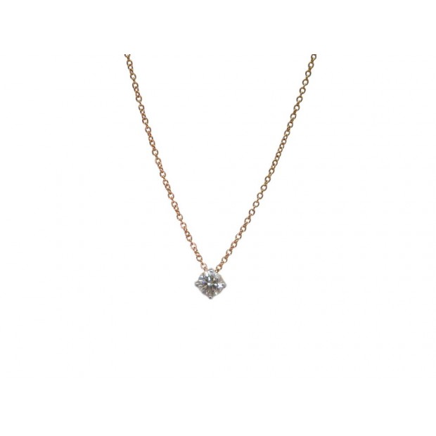 NEUF COLLIER PENDENTIF SOLITAIRE 38-42CM DIAMANT BRILLANT 0.2CT OR 1.7G NECKLACE
