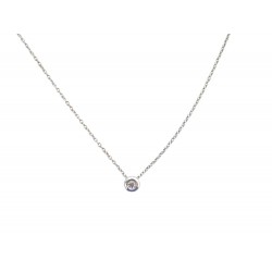 NEUF COLLIER PENDENTIF SOLITAIRE 38-43CM DIAMANT BRILLANT 0.05CT OR 18K NECKLACE