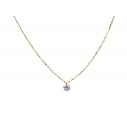 NEUF COLLIER PENDENTIF SOLITAIRE 38CM DIAMANT BRILLANT 0.13CT OR 18K NECKLACE