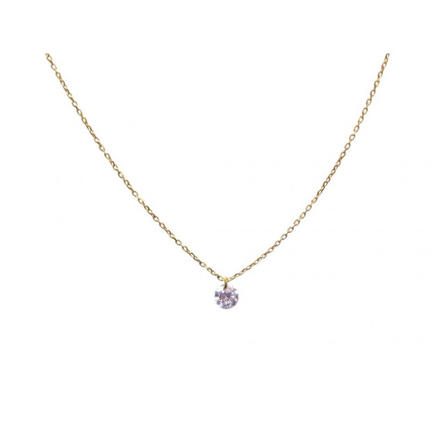 NEUF COLLIER PENDENTIF SOLITAIRE 38CM DIAMANT BRILLANT 0.13CT OR 18K NECKLACE
