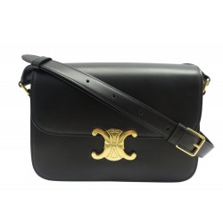NEUF SAC A MAIN CELINE TRIOMPHE 187363 CUIR NOIR BANDOULIERE BLACK PURSE 3500€