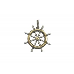 RARE VINTAGE PENDENTIF HERMES BARRE A ROUE EN ARGENT 800 & OR JAUNE 18K 24.8 GR