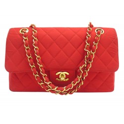 VINTAGE SAC A MAIN CHANEL TIMELESS SIMPLE RABAT TOILE NYLON ROUGE HAND BAG 9200€