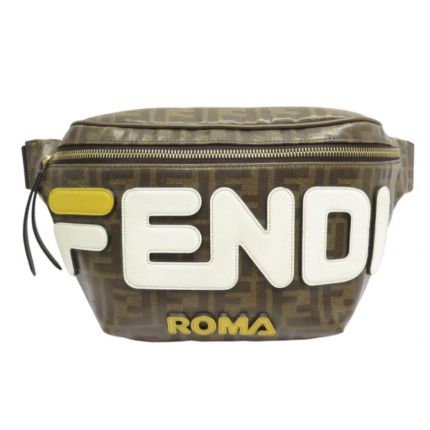 SAC CEINTURE FENDI X FILA TOILE ZUCCA MARRON 8BM006 BANANE BROWN BELT BAG 1250€