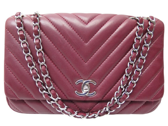 sac a main chanel timeless en cuir chevrons bordeaux