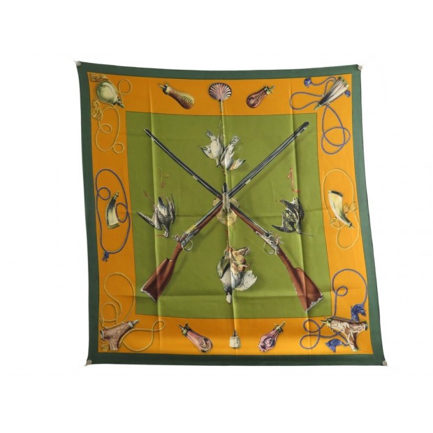 FOULARD HERMES LES FUSILS DE LINARES 1961 1ERE EDITION CARRE 90 SOIE SCARF 530€