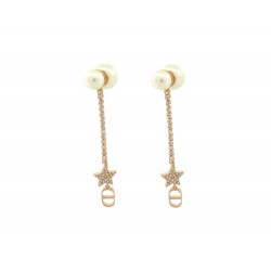 NEUF BOUCLES D'OREILLES DIOR TRIBALES E1270TRICY1 PERLES METAL DORE ETOILES 530€