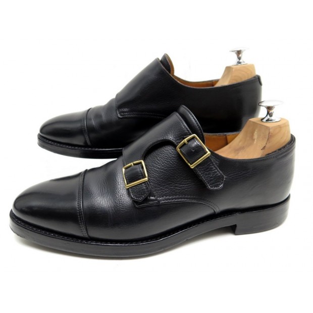 CHAUSSURES JOHN LOBB WILLIAM 7.5E 41.5 CUIR NOIR SOULIERS BI BOUCLE 