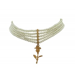 NEUF COLLIER DIOR CHOKER DREAM MULTI RANGS PERLES BRELOQUE ROSE NECKLACE 1500€