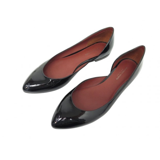 NEUF CHAUSSURES BOTTEGA VENETA BALLERINES 37 CUIR VERNIS NEW LEATHER SHOES 890€