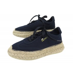 NEUF CHAUSSURES CHRISTIAN LOUBOUTIN ESPASNEAK 38 EN TOILE BLEUE NEW SHOES 645€