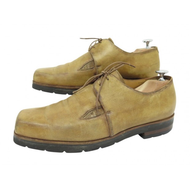 CHAUSSURES BERLUTI DERBY 2 OEILLETS 8.5 42.5 EN CUIR BEIGE LEATHER SHOES 2000€