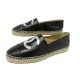 NEUF CHAUSSURES CHANEL ESPADRILLES LOGO CC G29762 41 CUIR NOIR NEW SHOES 860€