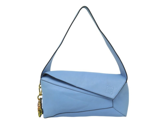 sac a main loewe puzzle hobo en cuir bleu blue leather