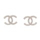 NEUF BOUCLES D'OREILLES CHANEL LOGO CC STRASS METAL ARGENTE NEW EARRINGS 750€