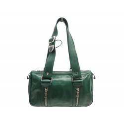 VINTAGE SAC A MAIN YVES SAINT LAURENT PORTE EPAULE 120546 EN CUIR VERT BAG 2000€