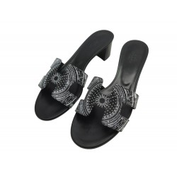 NEUF CHAUSSURES HERMES OASIS ASTROLOGIE BANDANA H232166Z 38.5 SANDALS SHOE 1060€
