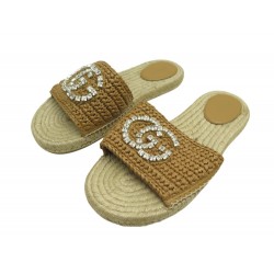 NEUF CHAUSSURES GUCCI SANDALES ESPADRILLES LOGO GG 780589 39.5 40.5 SHOES 750€