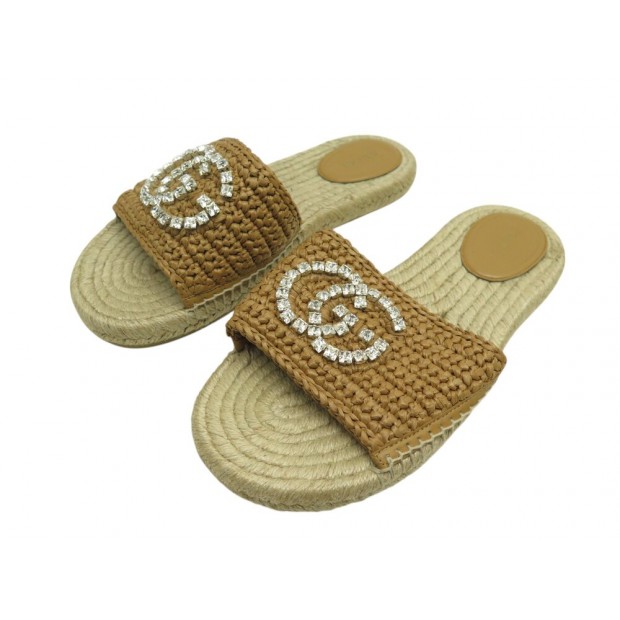 NEUF CHAUSSURES GUCCI SANDALES ESPADRILLES LOGO GG 780589 39.5 40.5 SHOES 750€