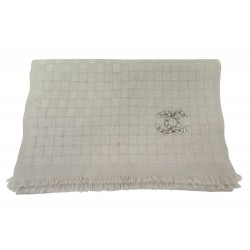 ECHARPE CHANEL CACHEMIRE LOGO CC ENTRELACE GRIS PERLE CASHEMERE GREY SCARF 1190€
