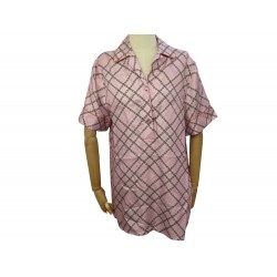NEUF CHEMISE GUCCI 805717 EN TWILL DE SOIE ROSE MOTIF MORS L 42 IT 40 FR 1200€