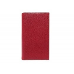 PORTE AGENDA HERMES 1992 CUIR EPSOM VERT & ROUGE CARNET NOTE DIARY HOLDER 495€