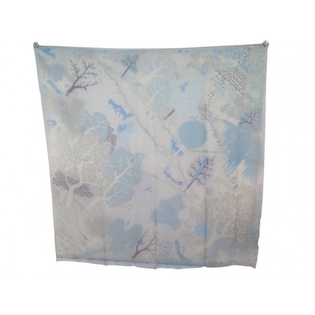 NEUF FOULARD HERMES CHALE MOUSSELINE DE SOIE 140 CM DANS UN JARDIN ANGLAIS SILK