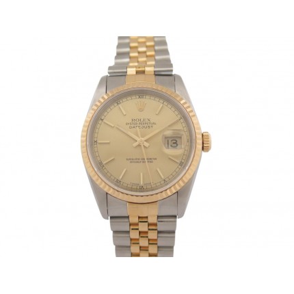 NEUF VINTAGE MONTRE ROLEX DATEJUST 16233 JUBILEE 36MM AUTOMATIQUE OR 18K & ACIER