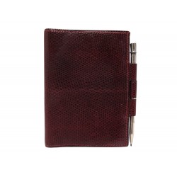 PORTE AGENDA HERMES COUVERTURE EN CUIR DE LEZARD ROUGE + STYLO ARGENT 800 DIARY