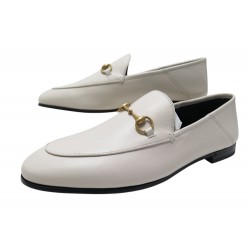 NEUF CHAUSSURES GUCCI MOCASSINS MORS 414998 CUIR CREME 42 IT 43 FR LOAFERS 890€