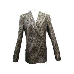 NEUF VESTE CROISEE FENDI MOTIF JACQUARD LOGO FF FJ7236 S 40 IT 36 FR SOIE 3200€