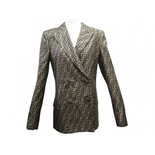 NEUF VESTE CROISEE FENDI MOTIF JACQUARD LOGO FF FJ7236 S 40 IT 36 FR SOIE 3200€