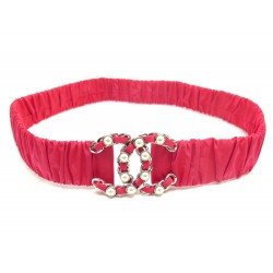 NEUF CEINTURE DE MANTEAU CHANEL LOGO CC CHAINE PERLES 38 SATIN ROSE BELT 1070€
