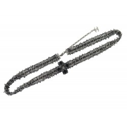 NEUF CEINTURE CHANEL CHAINE & TWEED ENTRELACE 2013 GRIPOIX T 90 NEW SILVER BELT