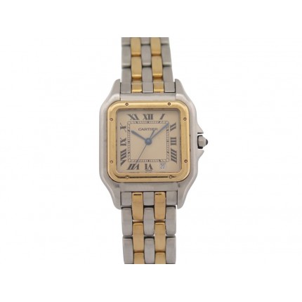 VINTAGE MONTRE CARTIER PANTHERE 110000R OR 18K 2 RANGS ACIER QUARTZ WATCH 9800€