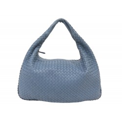 SAC A MAIN BOTTEGA VENETA HOBO EN CUIR INTRECCIATO BLEU HAND BAG PURSE 6500€
