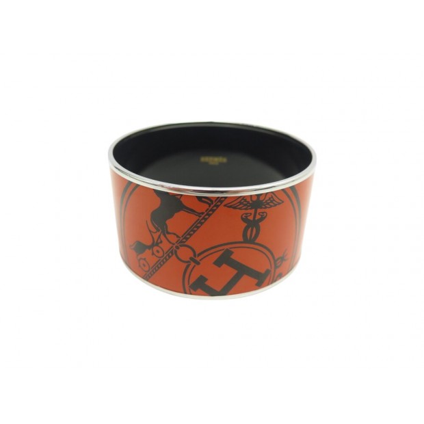 BRACELET HERMES EMAIL XL EX LIBRIS LOGO EN EMAIL ORANGE MANCHETTE BANGLE 750€