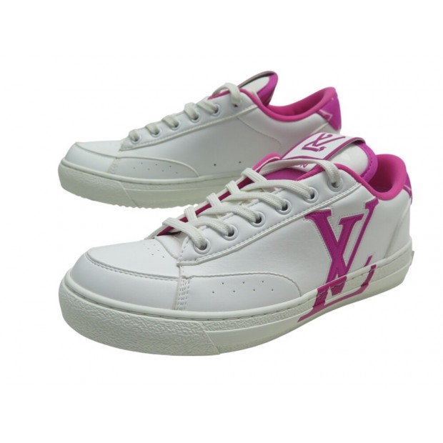NEUF CHAUSSURES LOUIS VUITTON CHARLIE 1AAVZH 37 CUIR BLANC SNEAKERS SHOES 880€