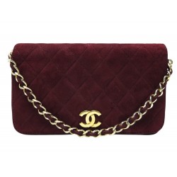 VINTAGE SAC A MAIN CHANEL LOGO CC EN DAIM BORDEAUX SUEDE WOC BAG PURSE 4100€