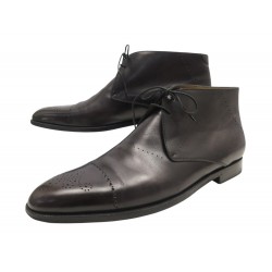 CHAUSSURES BERLUTI BOTTINES A OEILLETS BOUT FLEURI 10 44 CUIR LOW BOOTS 2200€