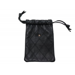 NEUF SAC CHANEL POCHETTE ETUI TELEPHONE CUIR MATELASSE NOIR QUILTED CLUTCH POUCH