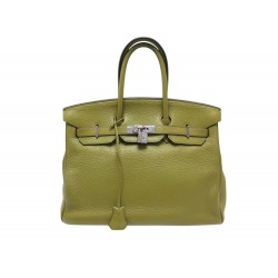 SAC A MAIN BIRKIN 35 2007 CUIR GRAINE TOGO VERT PISTACHE LEATHER HANDBAG PURSE