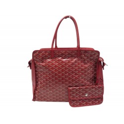 SAC A MAIN CABAS GOYARD PET CARRIER PM EN TOILE ET CUIR ROUGE POCHETTE TOTE BAG