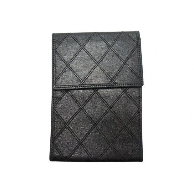 VINTAGE PORTE CHEQUIER CHANEL CARTES CUIR NOIR MATELASSE CHECKBOARD HOLDER 800€