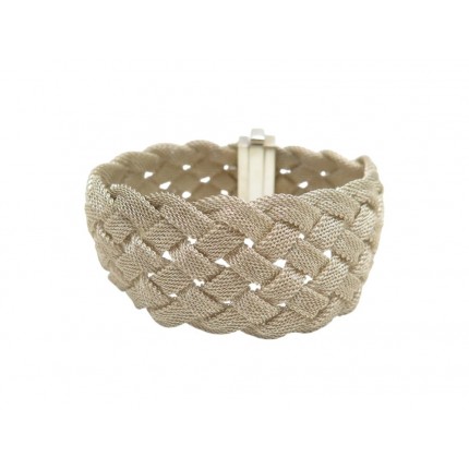 BRACELET TIFFANY & CO SOMERSET TRESSE MAILLE EN ARGENT 925 T 18 46.5 GR BANGLE
