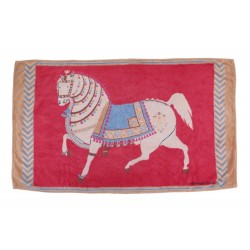 SERVIETTE DE PLAGE HERMES CHEVAL DRAP DE BAIN COTON MULTICOLORE BEACH TOWEL 610€