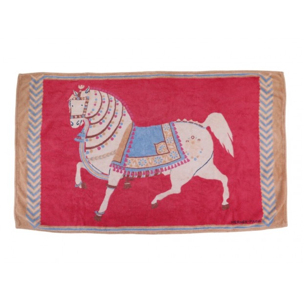 SERVIETTE DE PLAGE HERMES CHEVAL DRAP DE BAIN COTON MULTICOLORE BEACH TOWEL 610€